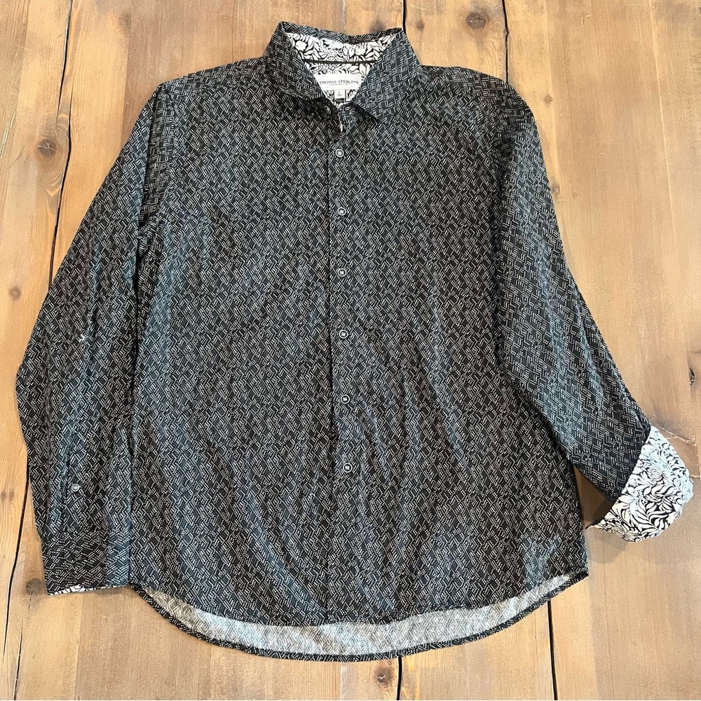 Thomas Sterling London New York Men's Black Patterned Shirt